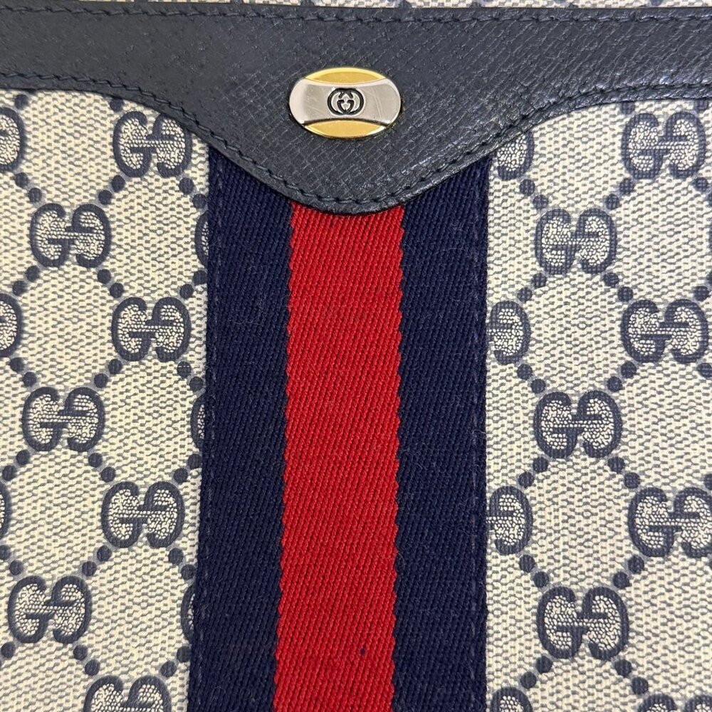 Gucci Vintage GG Supreme Monogram Navy Canvas Crossbody Bag - Picture 7 of 14